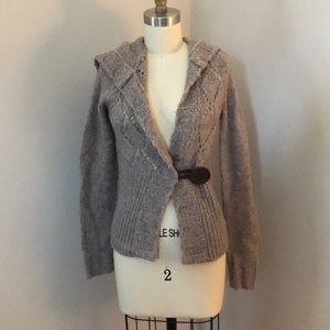 Free People Brown Button Cardigan with hood